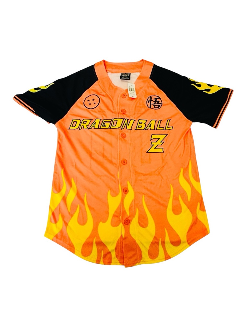 Goku Dragon Ball Z New Baseball Jersey Anime Flame Design Adult Medium NWT DBZ